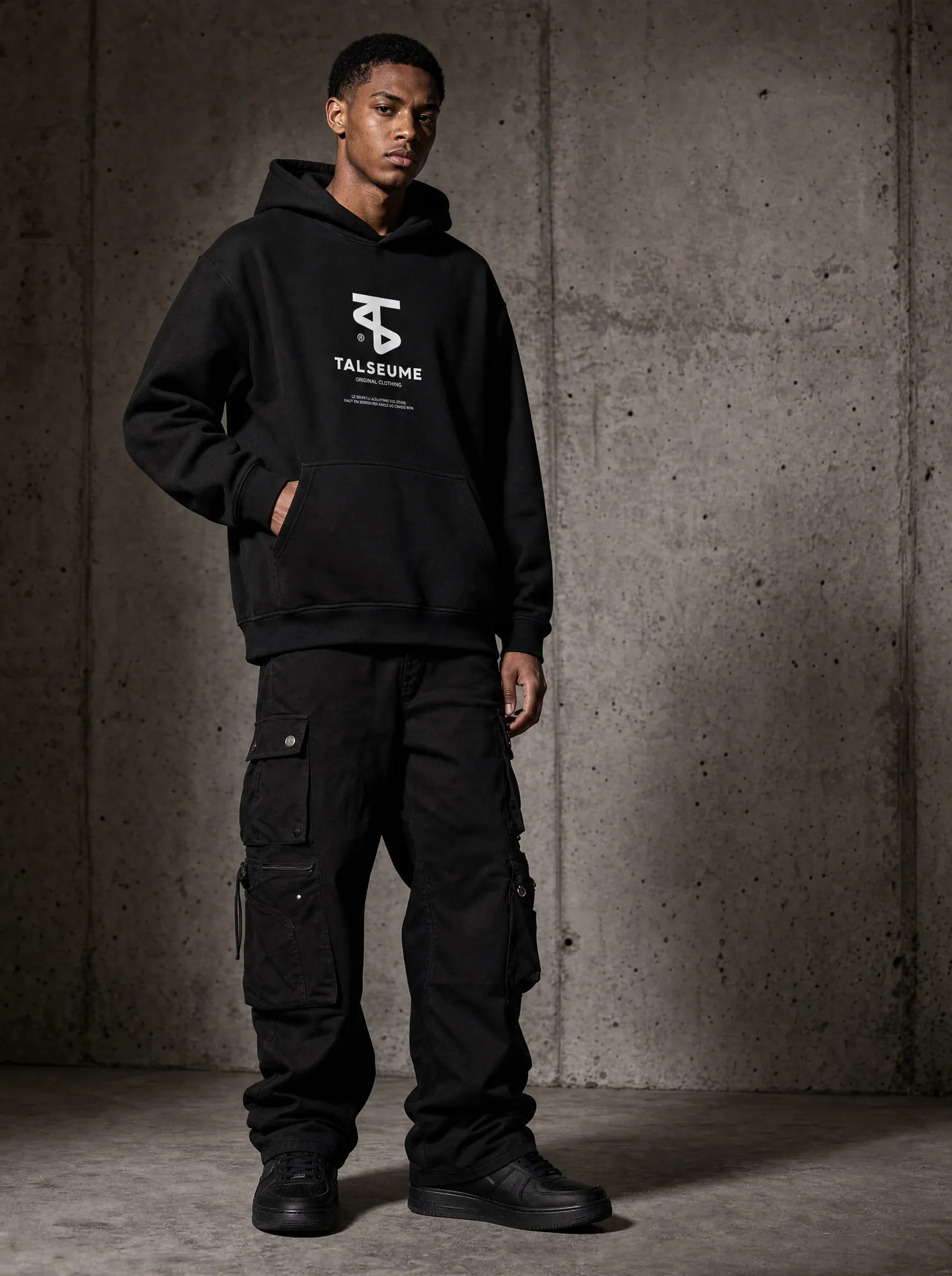 Lookbook Talseume — sweat oversize noir éditorial éco-responsable